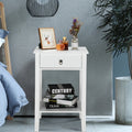 White Wooden Nightstand Q158691