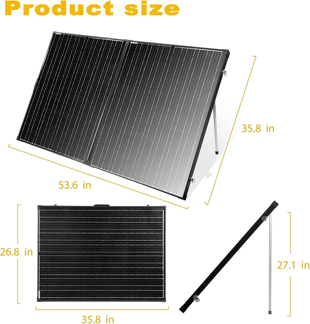 200 Watt 12 Volt Portable Foldable Monocrystalline Solar Panel Suitcase with 30A Charger Controller J35701