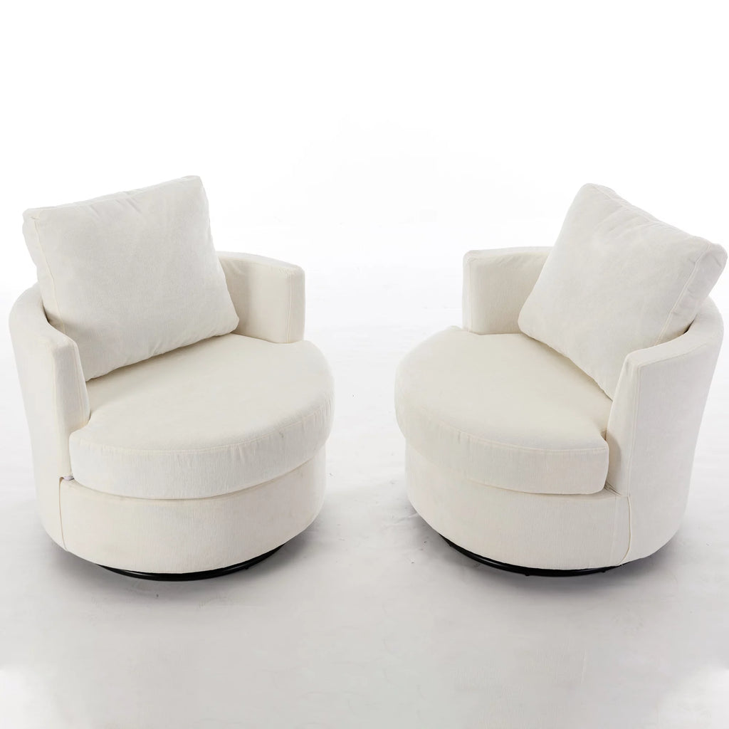 Beige Chenille Swivel Barrel Armchair S520897