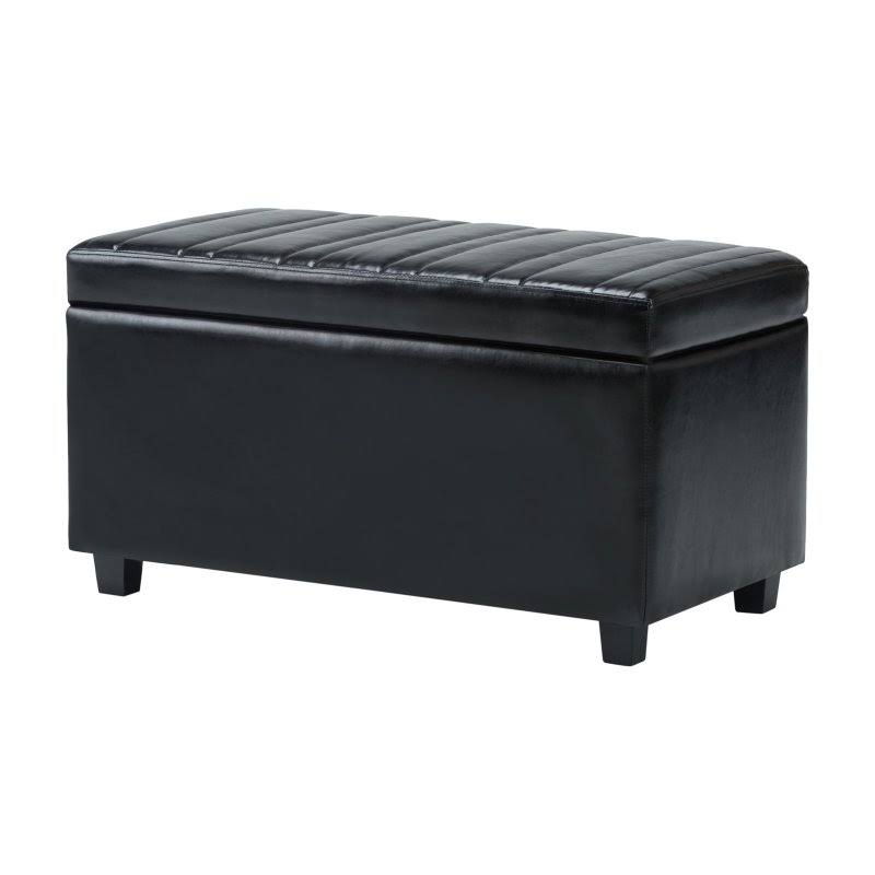Faux Leather Storage Ottoman Stone Gray K458