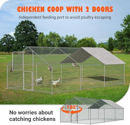 Large Walk in Metal Chicken Coop for 10 Chickens J689737