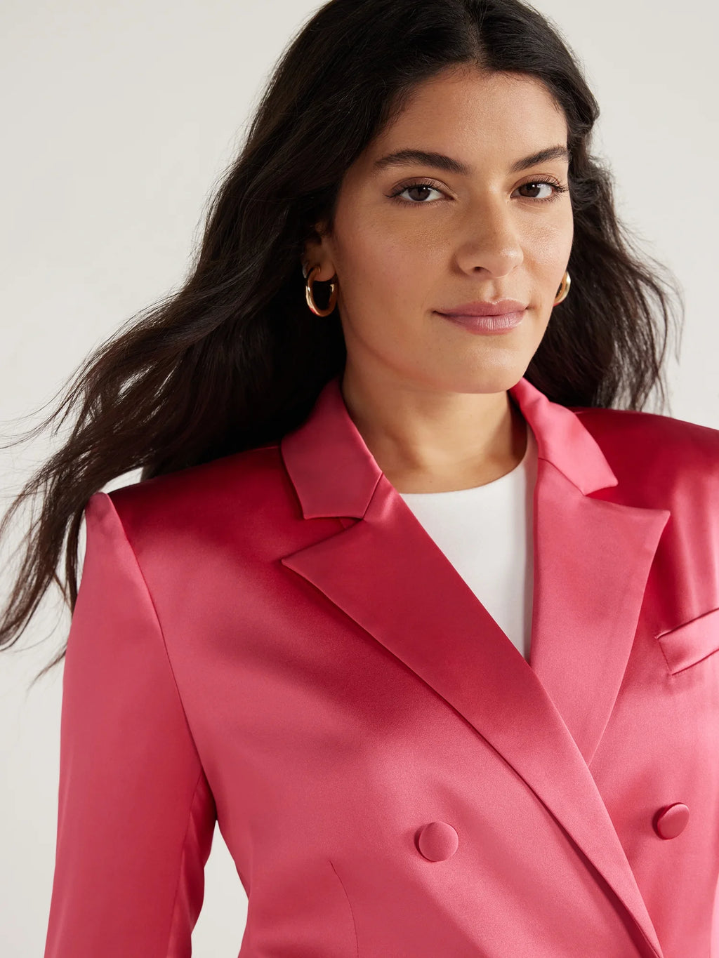 Stretch Satin Double Breasted Blazer F58076
