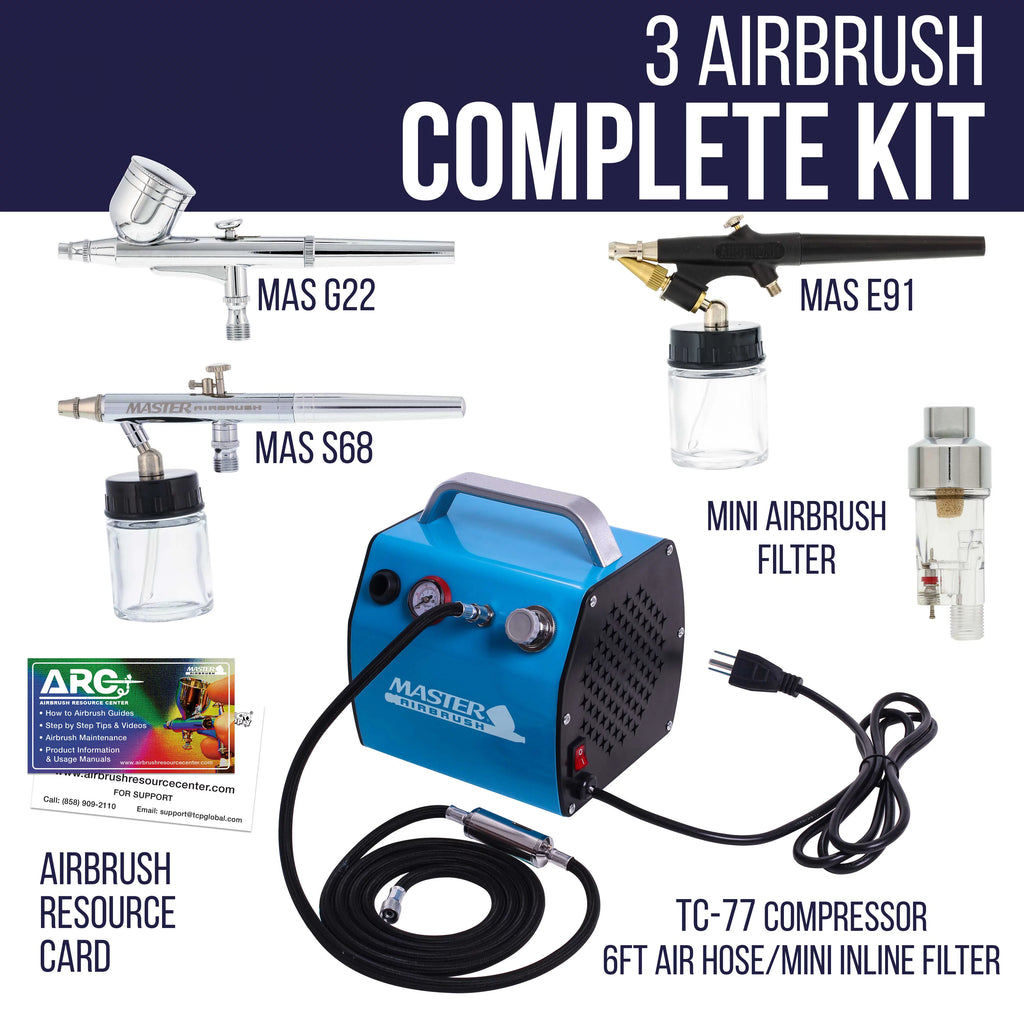Multi-purpose Professional Airbrushing System with 3 Airbrushes M727727