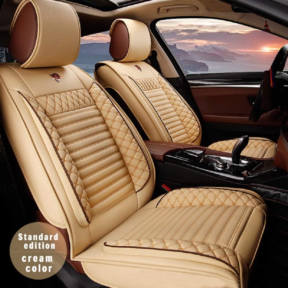 Black & Red PU Leather 5-Seat Car Seat Cover Full Set R7403