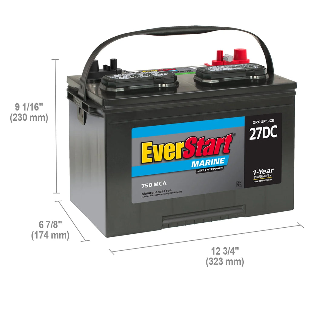 Lead Acid Marine & RV Deep Cycle Battery Group Size 27DC 12 Volt 740 MCA X386