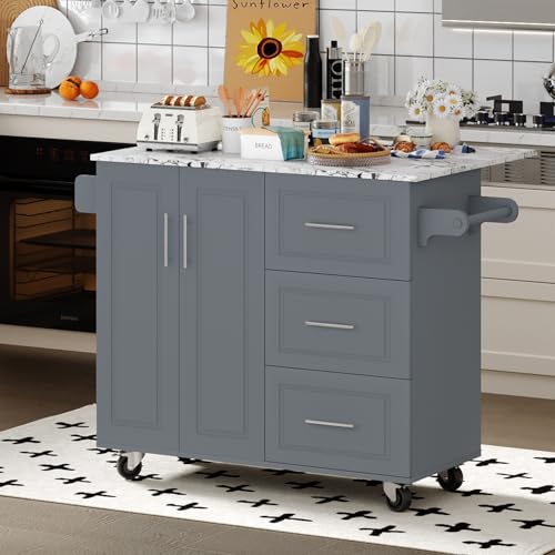 Rolling Kitchen Island with Storage and Drop Leaf Z65017