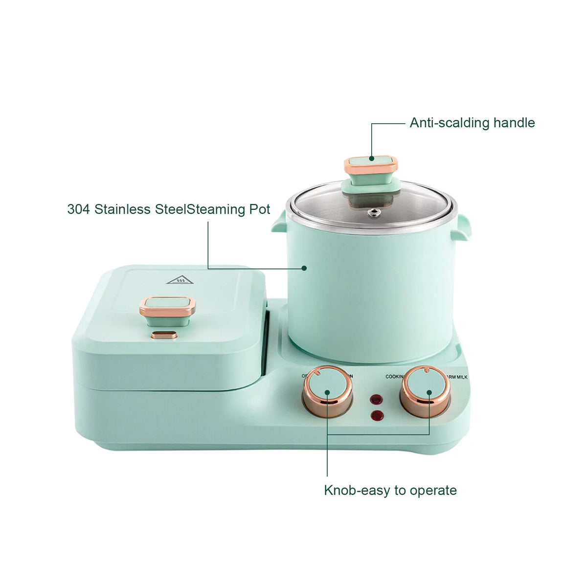 Electric Breakfast Station Mini Toaster Sandwich Machine Non-stick M8785
