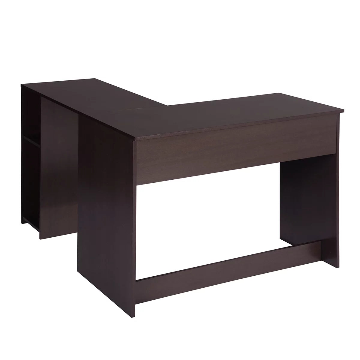 Brown L-Shaped Corner Desk with 2 Shelves A7162