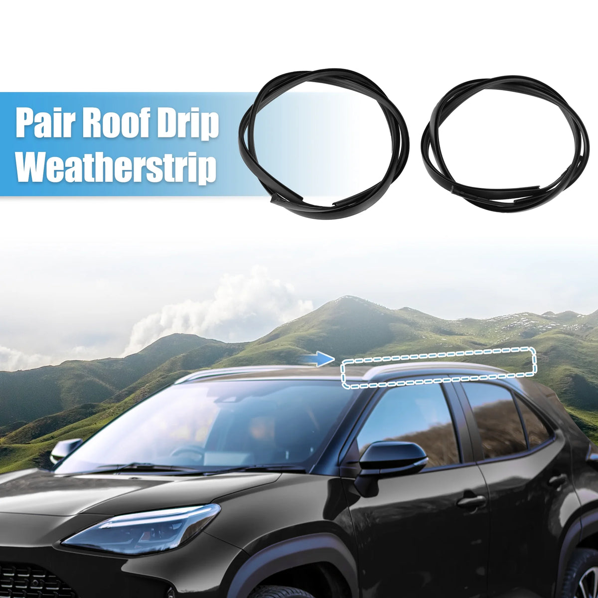 2 Pcs Car Roof Drip Weatherstrip for Toyota Yaris Sedan Q461