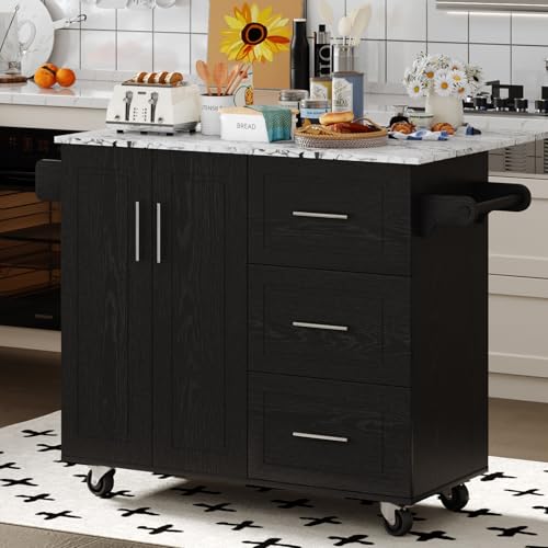 Rolling Kitchen Island with Storage and Drop Leaf Z65017