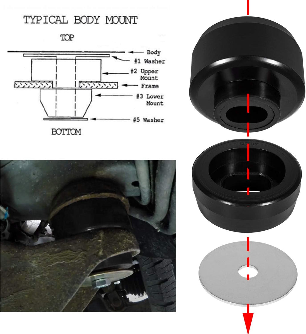 24Pcs Black Polyurethane Body and Cab Mount Bushing Kit V539279