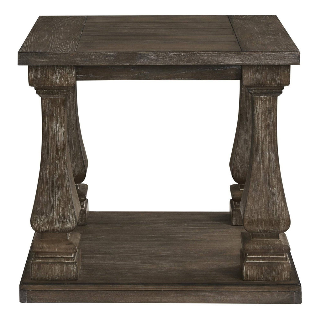 White and Brown End Table with Open Shelf N70486
