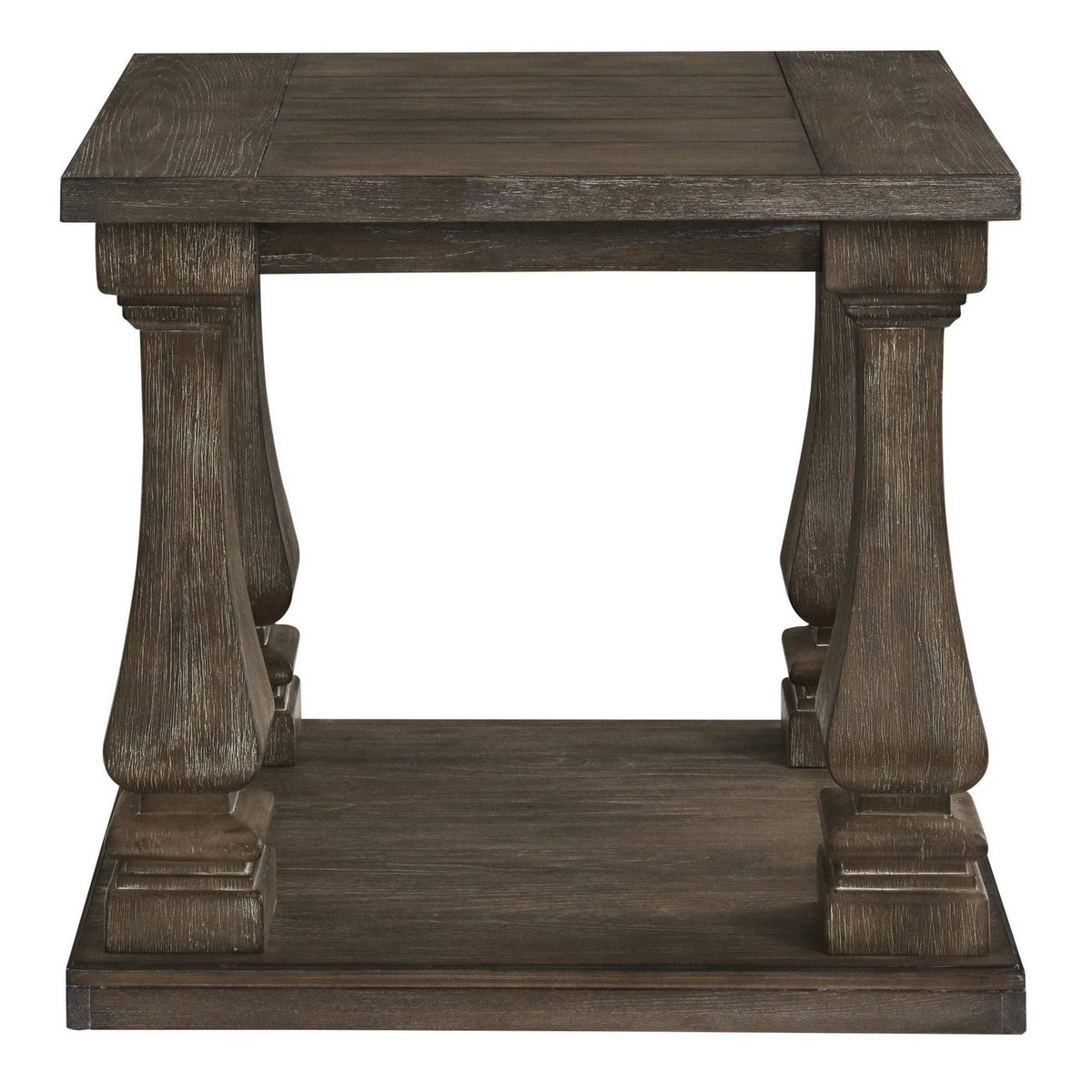 White and Brown End Table with Open Shelf N70486