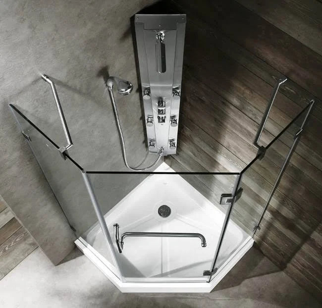 Frameless Neo-Angle Shower Enclosure with Low-Profile Base F6516