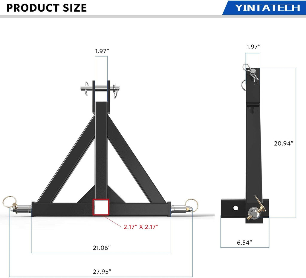 3 Point 2" Receiver Trailer Hitch Heavy Duty Drawbar Adapter Category One Tractor Tow Pack of 2 N744