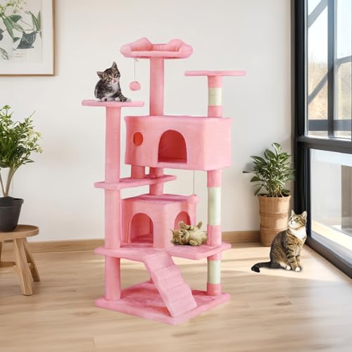 54-Inch Multi-Level Cat Tree Tower with Sisal Scratching Post G839