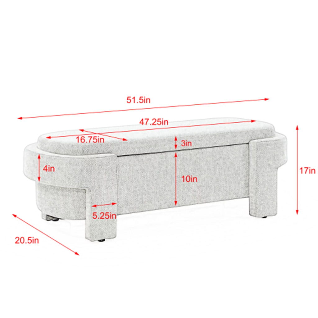 51" Chenille Upholstered Storage Ottoman Bench B24042