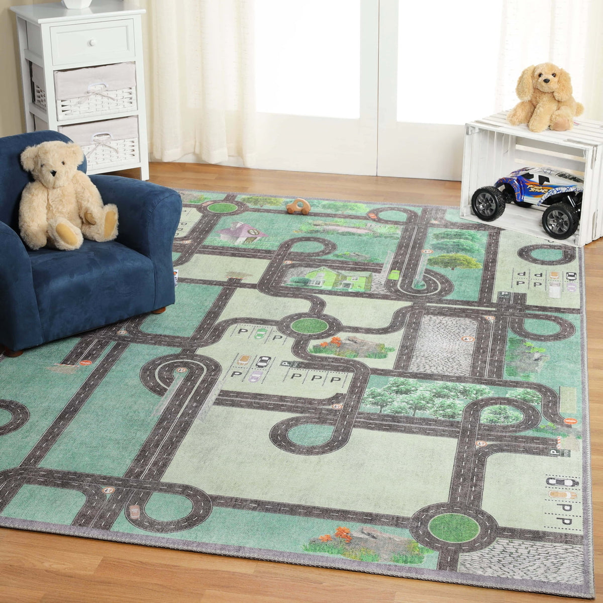 Pine Green 8' x 10' Kids Indoor Area Rug X525