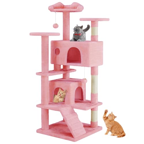 54-Inch Multi-Level Cat Tree Tower with Sisal Scratching Post G839