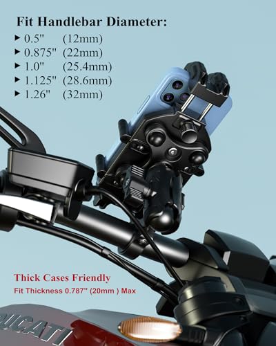 Motorcycle Phone Holder with Vibration Dampener Handlebar Mount M5068
