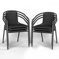 Black Set of 6 Rattan Stackable Outdoor Dining Chairs T633815