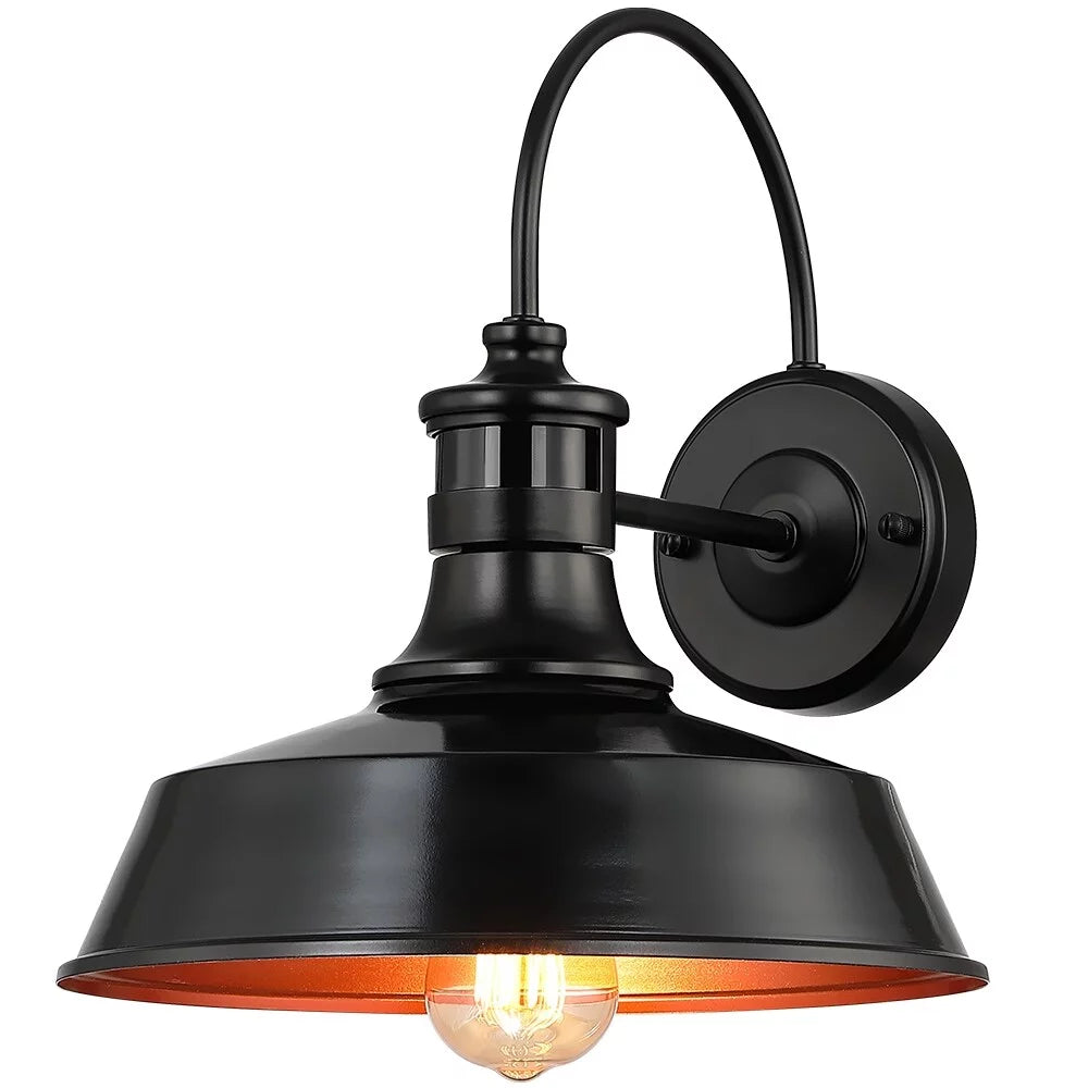 Black Motion Sensor Outdoor Wall Sconce L6405