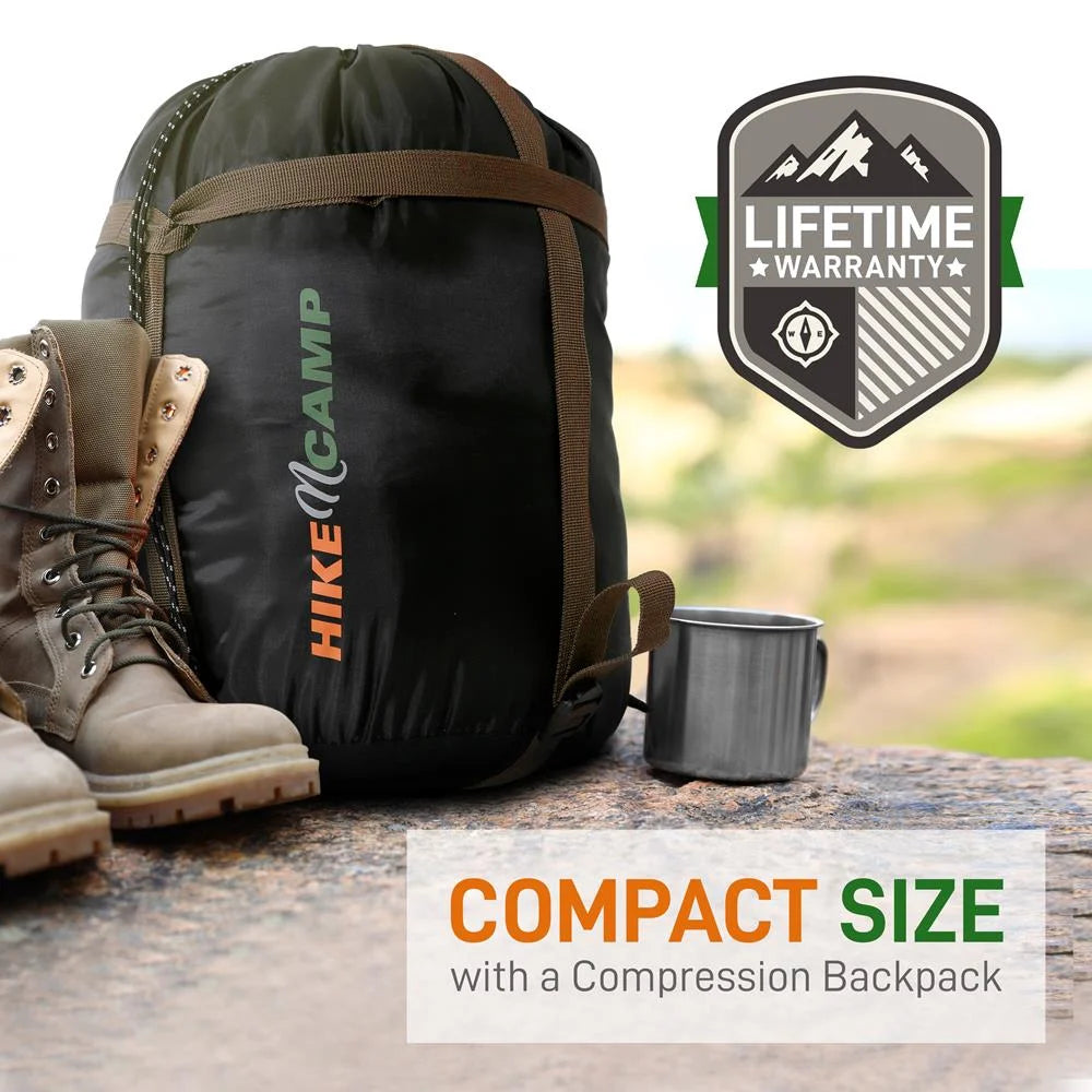 Double Sleeping Bag with Two Pillows, Lightweight & Waterproof, Includes Carrying Bag U82552