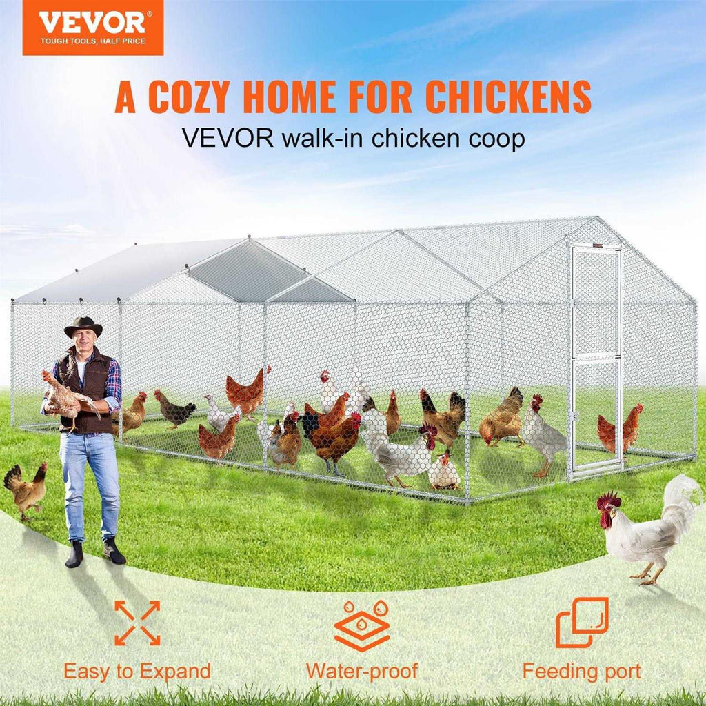 Large Metal Chicken Coop with Run W30120