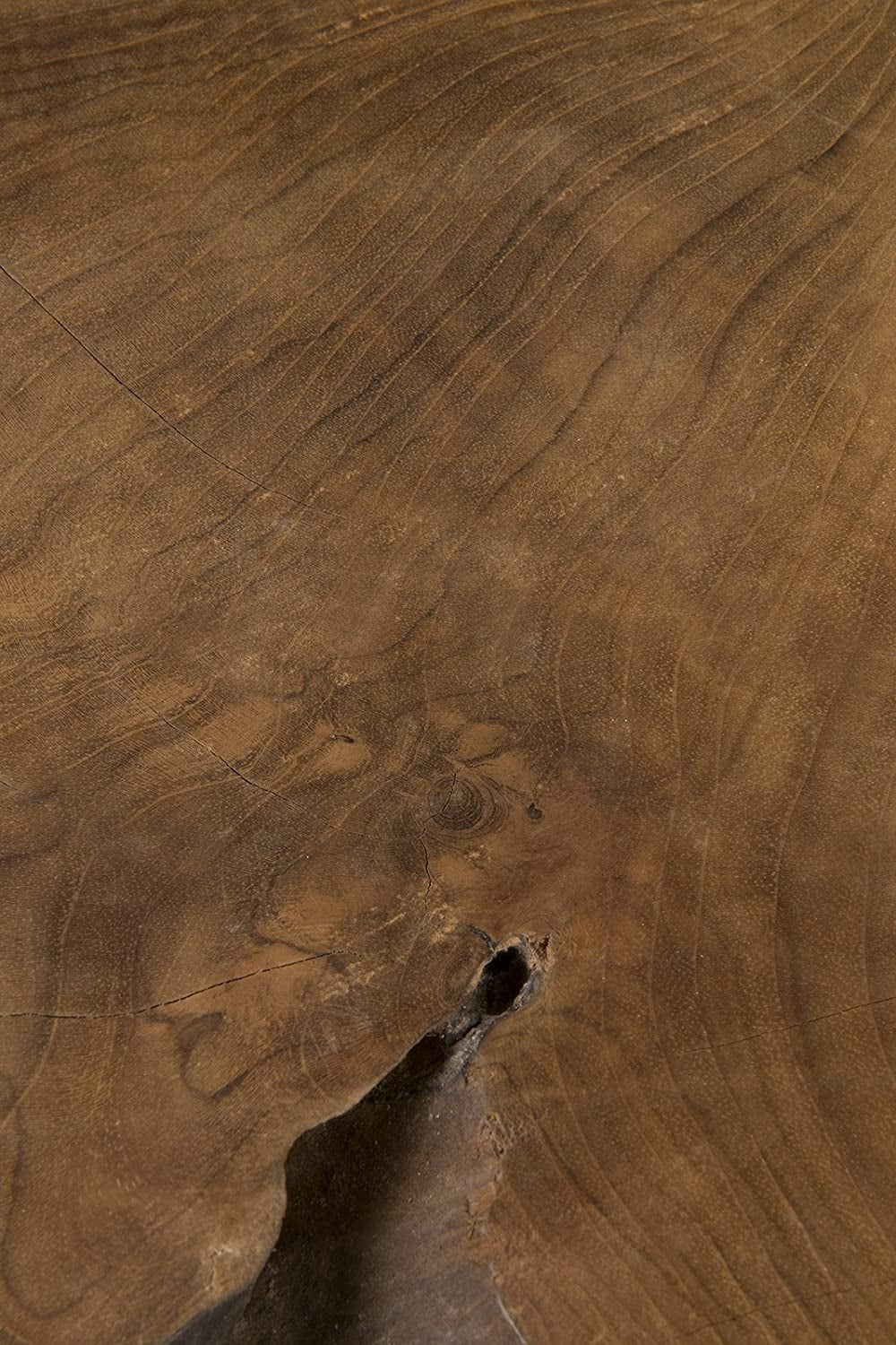 Handcrafted Natural Live-Edge Teak Top Table with Hairpin Legs M85350