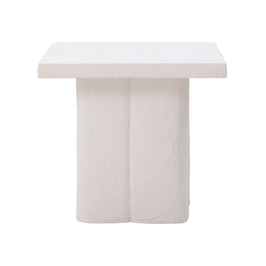 White Concrete Square Side Table H484