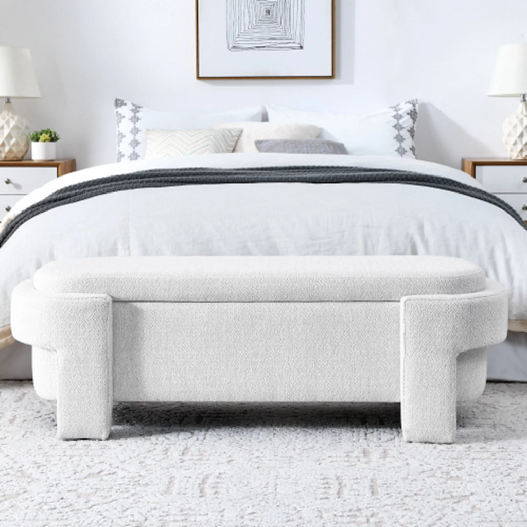 51" Chenille Upholstered Storage Ottoman Bench B24042