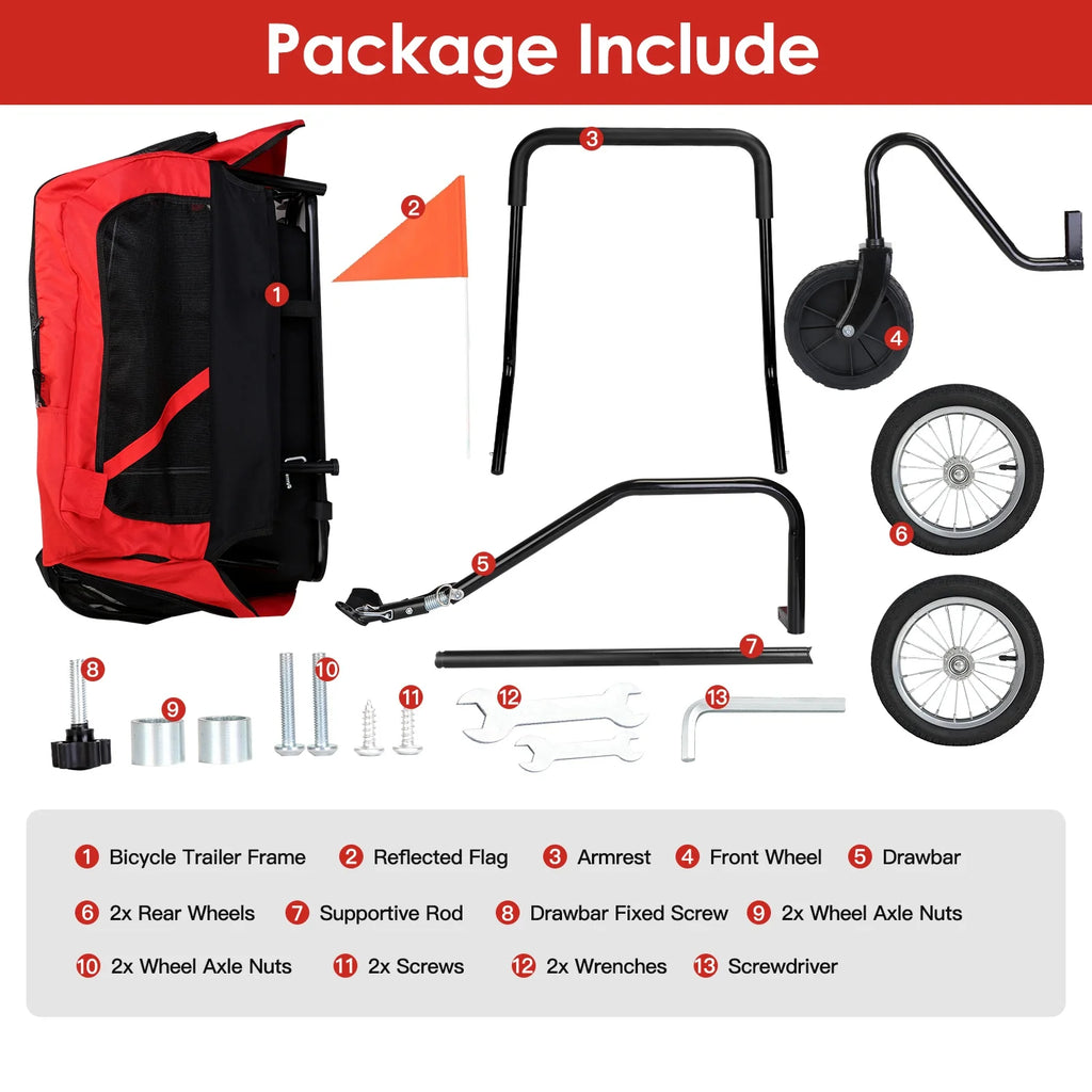 2-In-1 Dog Bicycle Trailer Jogging Stroller with Canopy O253