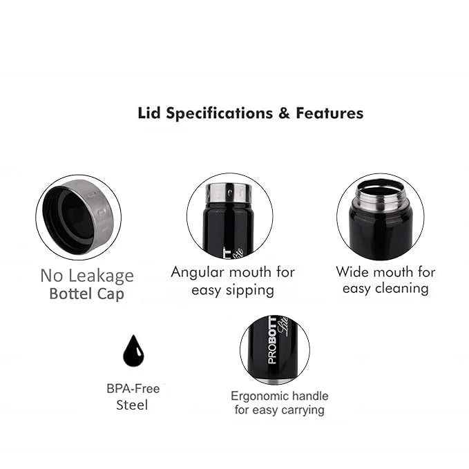 Black Stainless Steel Water Bottle 750ml O370
