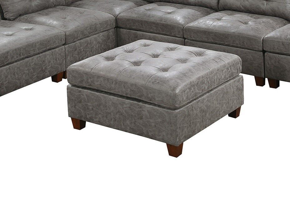 Antique Grey Leatherette 7pcs Sectional Sofa Set A168868
