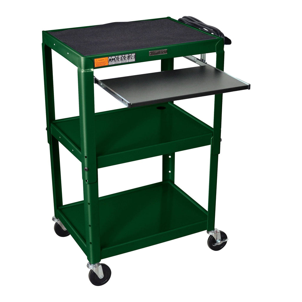 Adjustable Steel Utility Cart with Keyboard Shelf Yellow J526