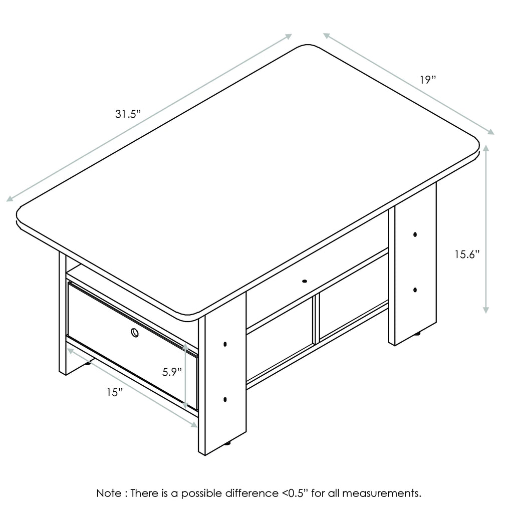 Wood Coffee Table with Bin Drawer B6949