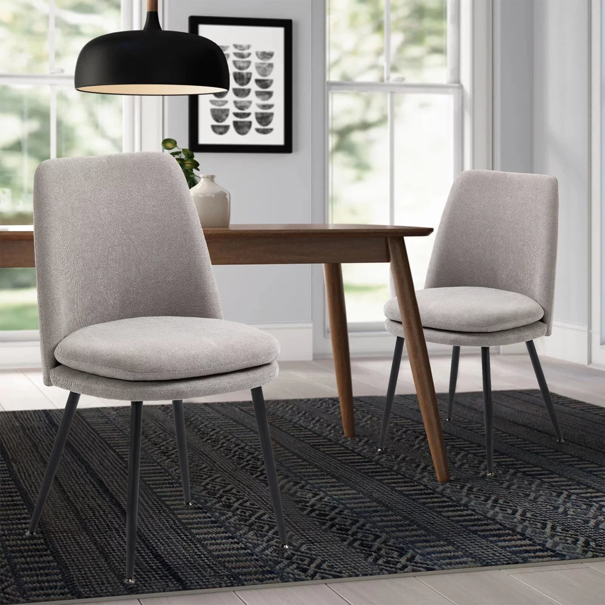 Gray Upholstered Dining Chairs Set of 2 P1790