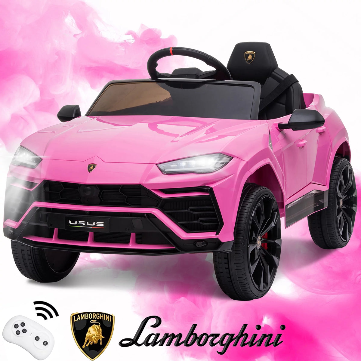 12V Battery Powered Ride On Car with Remote Control, 3 Speeds, Pink V5711