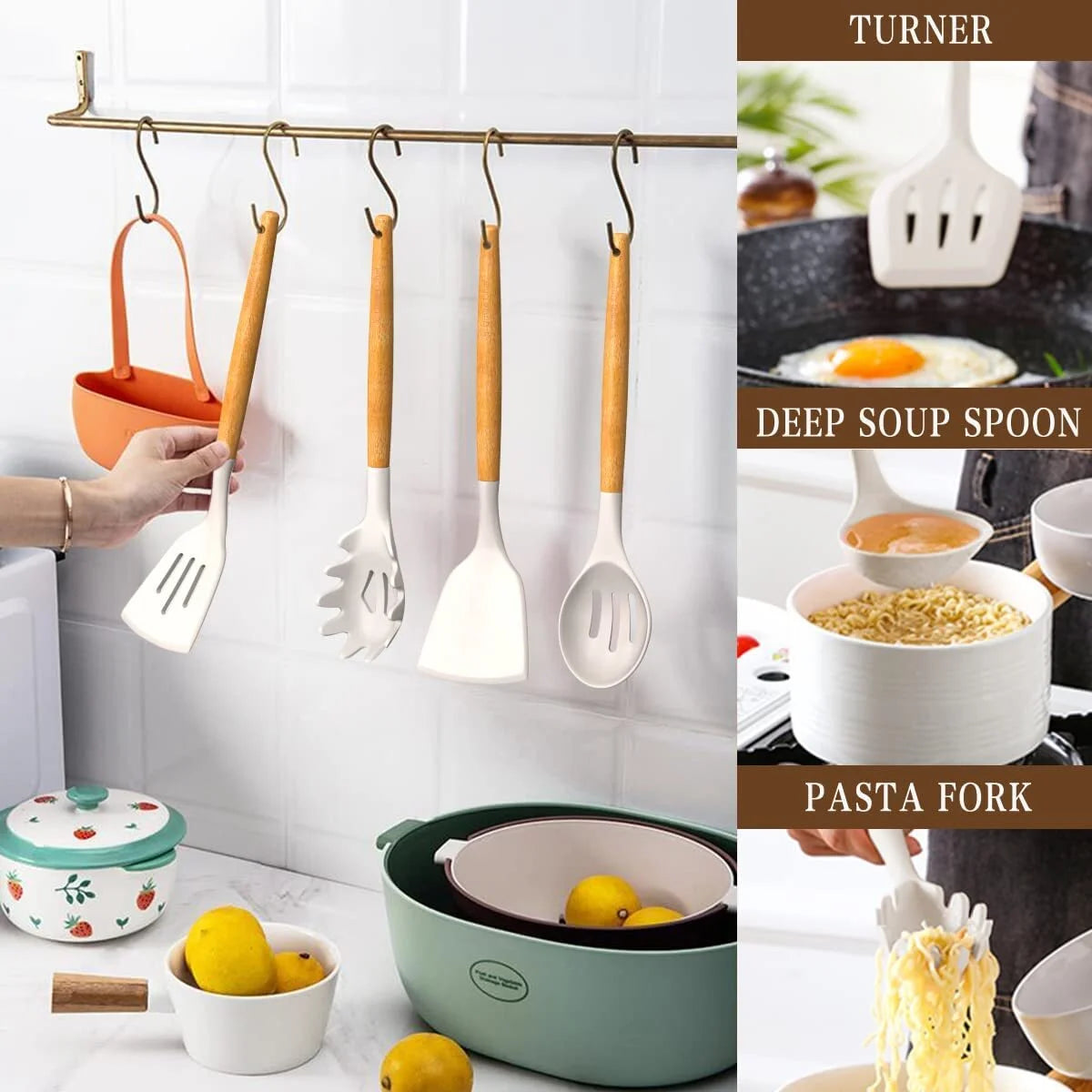 33 Pcs Non-Stick Silicone Cooking Utensil Set with Holder K88394