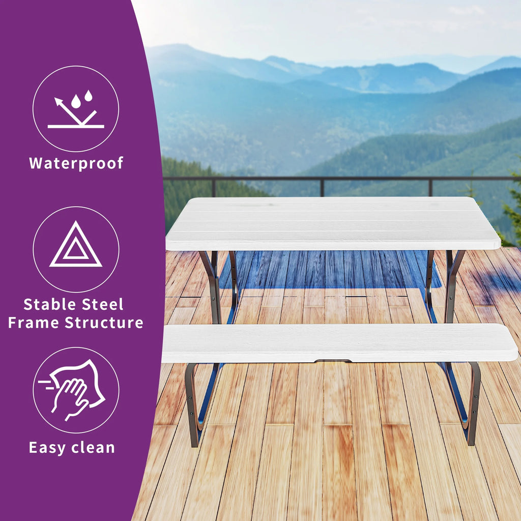 6 ft Picnic Table Bench Set with Umbrella Hole N2816