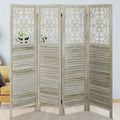 4 Panels Wood Carved Room Divider L66518