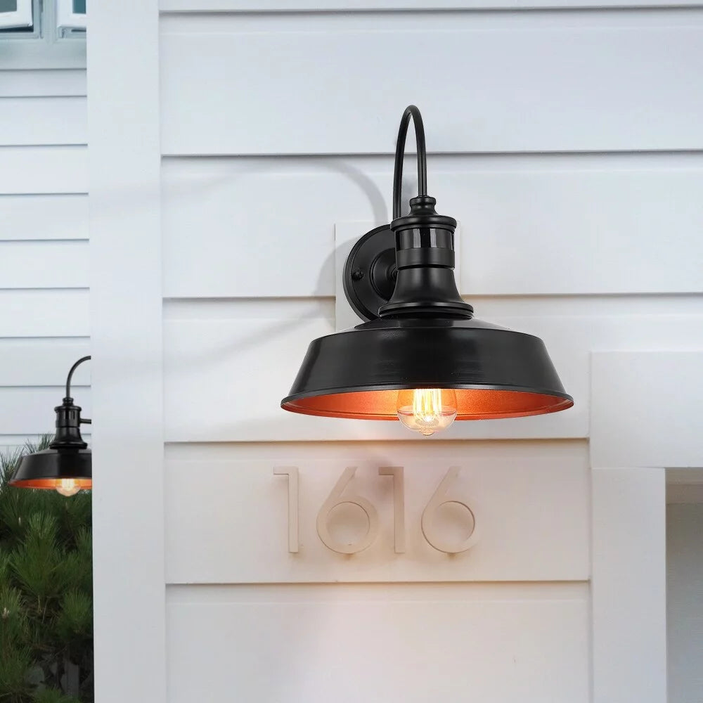 Black Motion Sensor Outdoor Wall Sconce L6405
