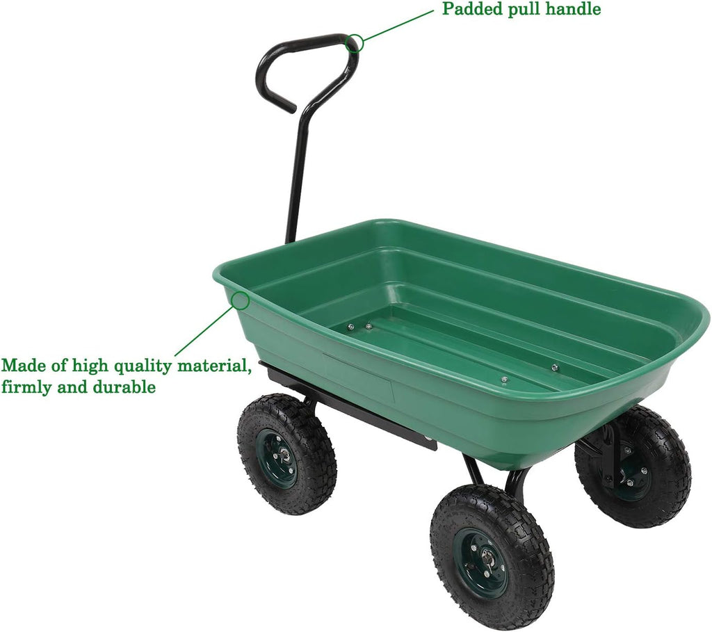 Heavy-Duty Wagon Garden Dump Cart with 10" Big Wheel, 550-Pound Capacity R610956