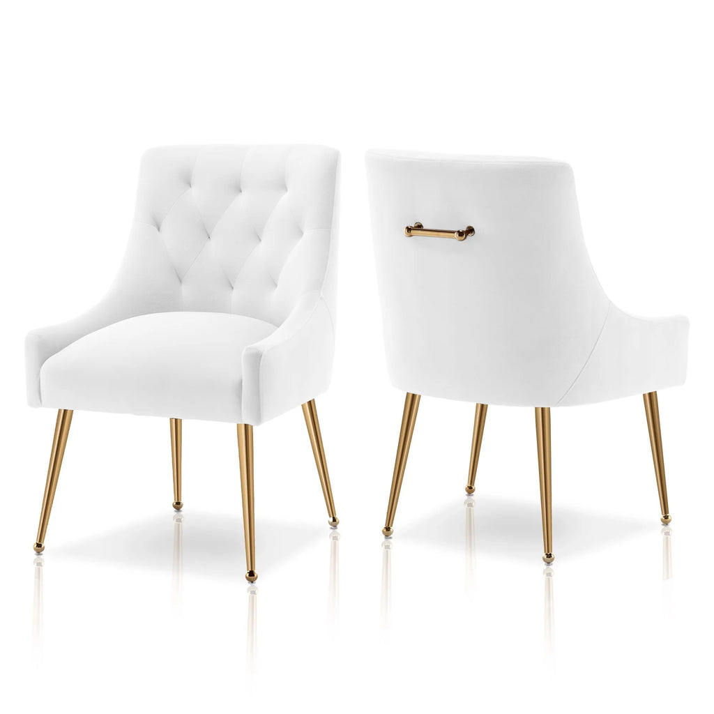 Beige Velvet Upholstered Dining Chairs Set of 2 B82070