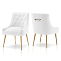 Beige Velvet Upholstered Dining Chairs Set of 2 B82070