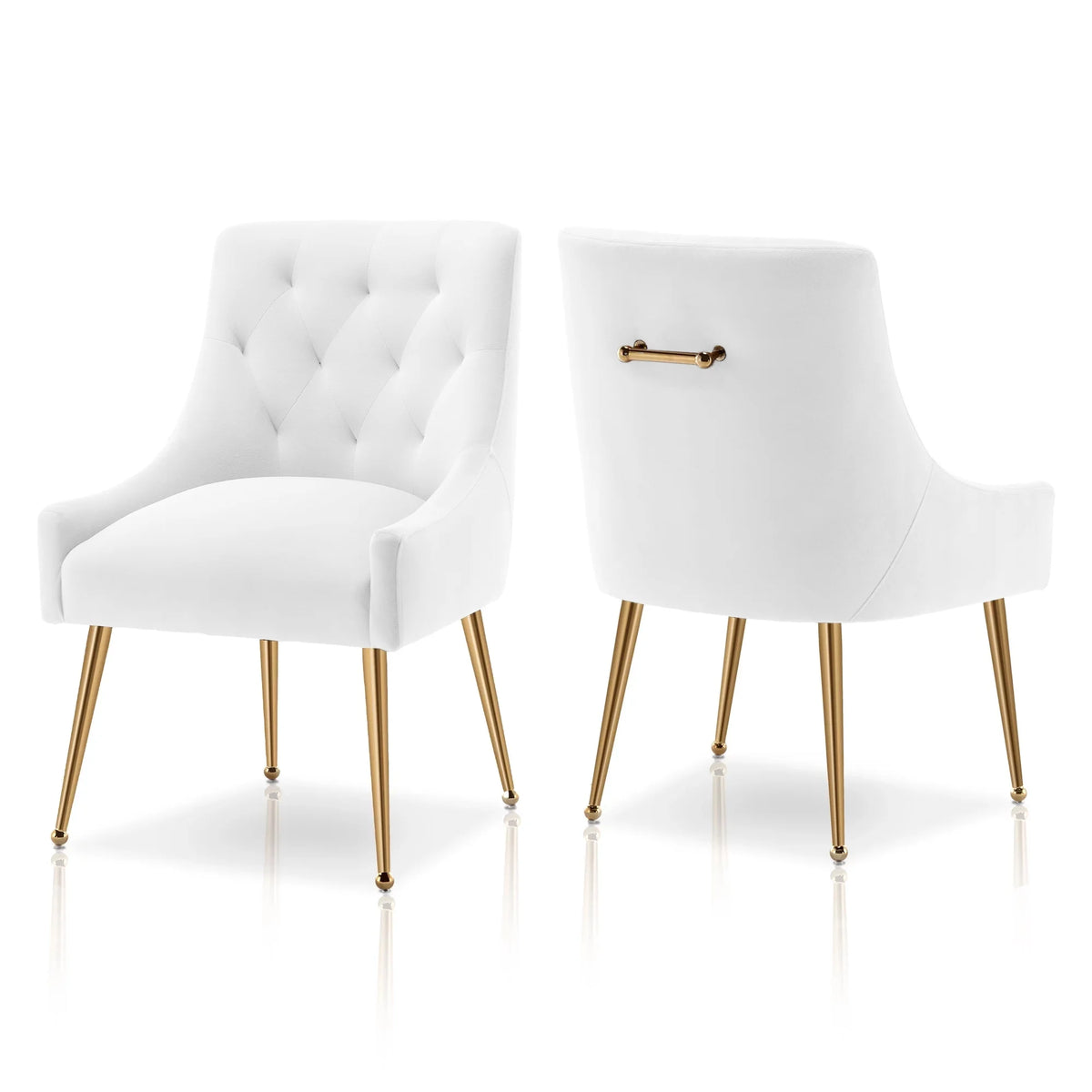 Beige Velvet Upholstered Dining Chairs Set of 2 B82070