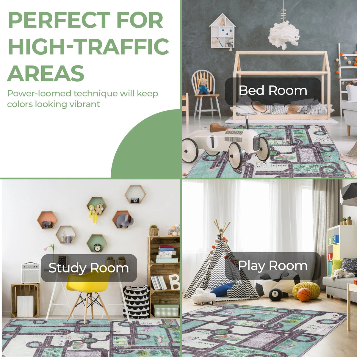 Pine Green 8' x 10' Kids Indoor Area Rug X525