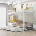 White Metal Twin over Twin Bunk Bed with Trundle G658
