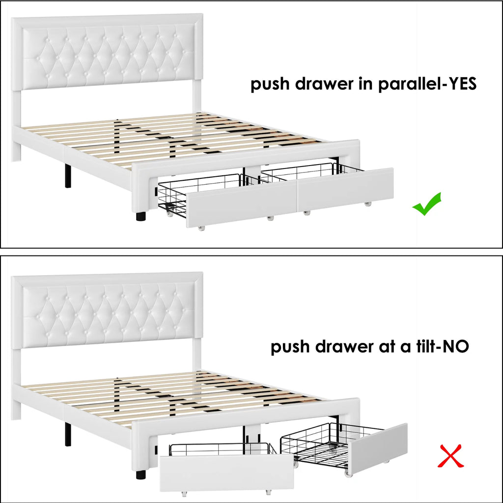 Queen Size Black PU Leather Upholstered Platform Bed Frame H238900