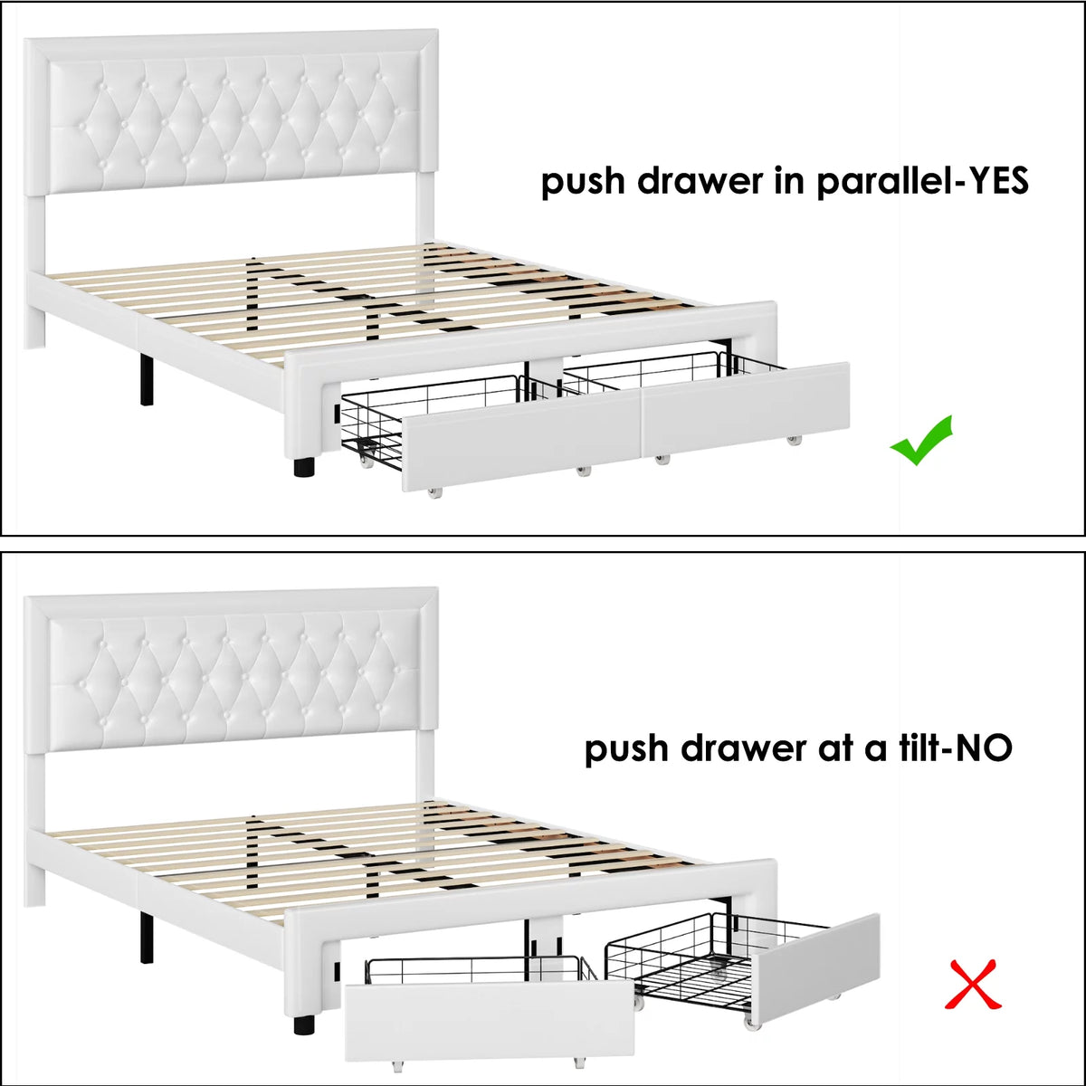Queen Size Black PU Leather Upholstered Platform Bed Frame H238900